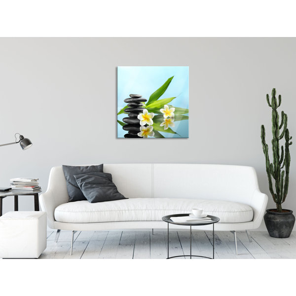 Brayden Studio Glasbild Zen Steine Mit Monoi Blumen Wayfair De